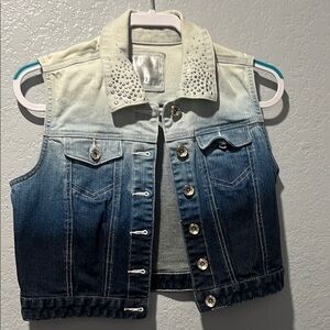 Studded Ombre Denim Vest Sz 18